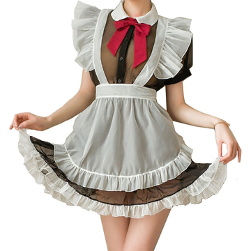 Soft Sexy Cosplay Maid Dress for Women / Erotic Transparent Uniform with Bow - EVE's SECRETS